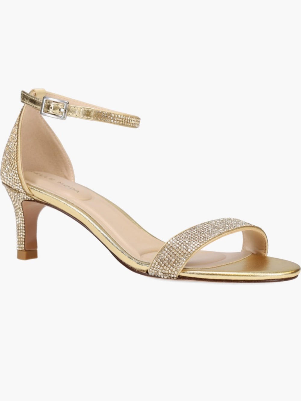 Pelle Moda Uciel Rhinestone Ankle Strap Sandals Gold Size 9